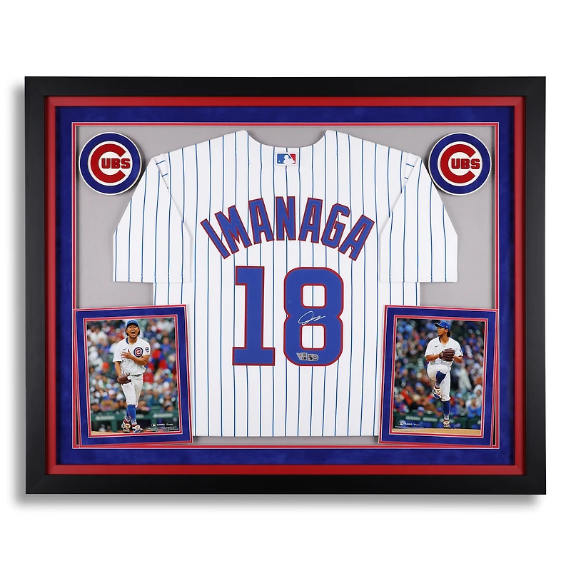 Maillot Nike blanc de luxe encadré et autographié par Shota Imanaga des Chicago Cubs