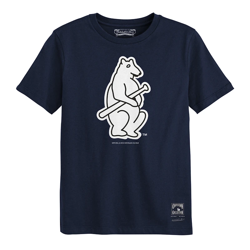 T-shirt Mitchell & Ness bleu marine à logo rétro des Cubs de Chicago pour tout-petit