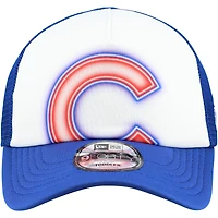 Casquette ajustable New Era blanche/bleue pour tout-petits, modèle A-Frame 9FORTY des Chicago Cubs, peinte