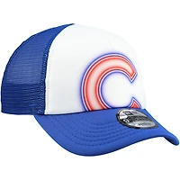 Casquette ajustable New Era blanche/bleue pour tout-petits, modèle A-Frame 9FORTY des Chicago Cubs, peinte