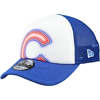 Casquette ajustable New Era blanche/bleue pour tout-petits, modèle A-Frame 9FORTY des Chicago Cubs, peinte