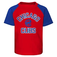 Toddler Red/Heather Gray Chicago Cubs Two-Piece Groundout Baller Raglan T-Shirt & Shorts Set