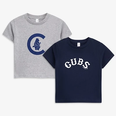 Ensemble de deux t-shirts pour tout-petits, doux comme du raisin, gris chiné, collection Cooperstown des Chicago Cubs