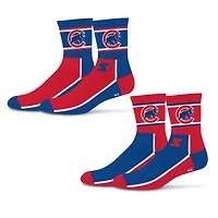 Lot de 2 paires de chaussettes mi-mollet unisexes Starter rouges/bleues à double bloc de couleur des Chicago Cubs