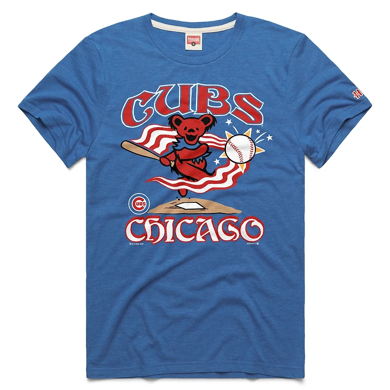 Unisex Homage Royal Chicago Cubs MLB x Grateful Dead Americana Tri-Blend T-Shirt