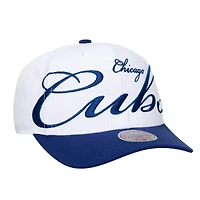 Unisex Mitchell & Ness White/Royal Chicago Cubs XL Script Pro Crown Adjustable Hat