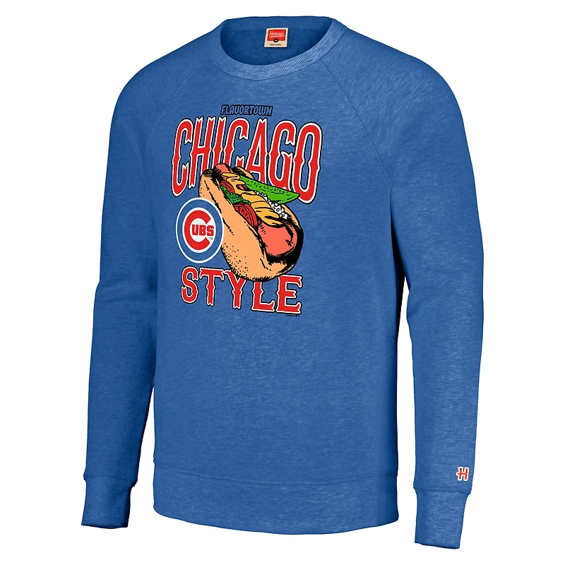 Unisex MLB x Guy Fieri’s Flavortown  Royal Chicago Cubs Tri-Blend Pullover Sweatshirt