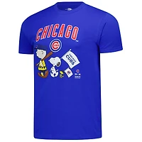 Unisex  Royal Chicago Cubs Peanuts Flag T-Shirt