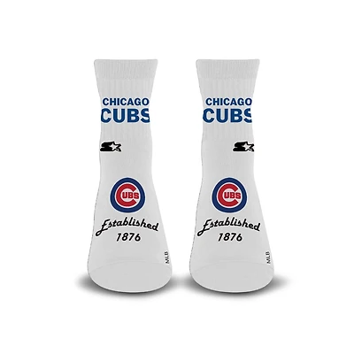 Unisex Starter White Chicago Cubs Established Stencil Quarter Socks