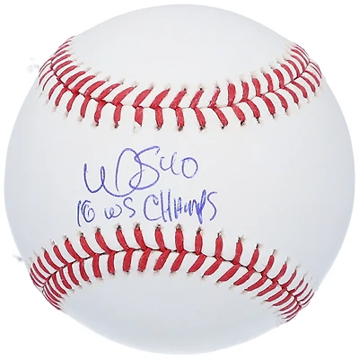 Balle de baseball autographiée par Willson Contreras des Cubs de Chicago avec inscription « 16 champions des Séries mondiales »