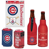 WinCraft Chicago Cubs MLB x Budweiser Refroidisseur de canettes, refroidisseur de bouteilles et pack d'autocollants