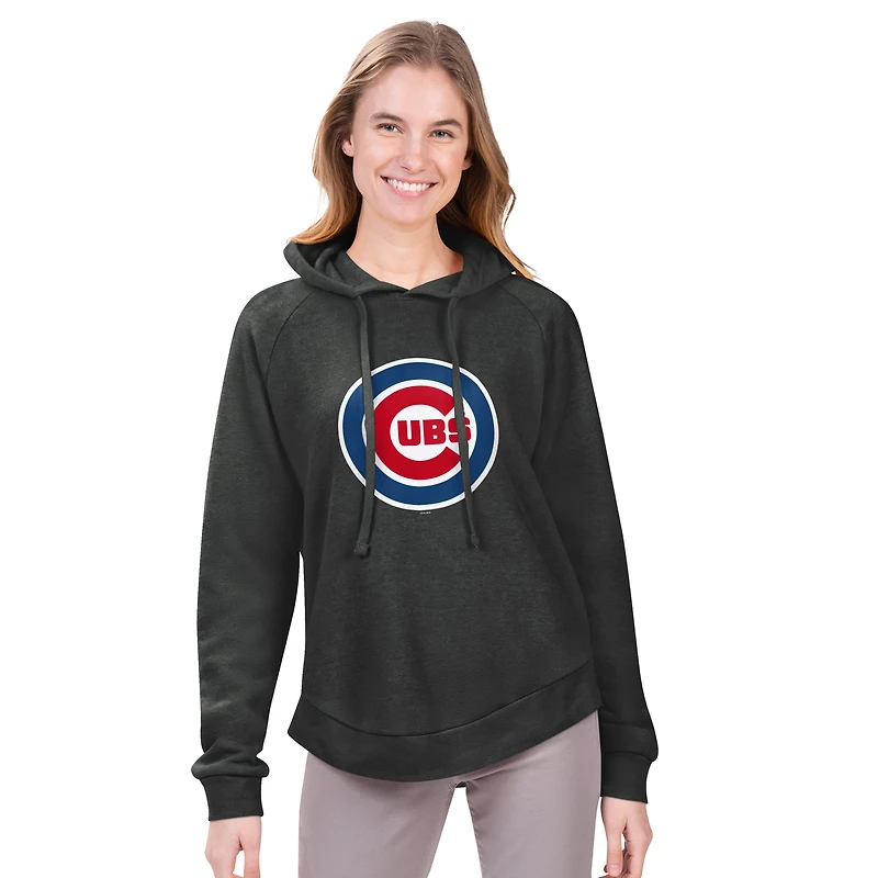 Sweat à capuche en molleton raglan Jordan Angel G-III 4Her par Carl Banks pour femme, couleur anthracite chiné, des Chicago Cubs