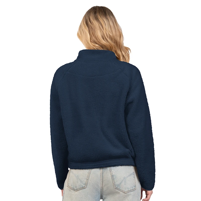Women's G-III 4Her by Carl Banks Navy Chicago Cubs Everst Sherpa Half-Zip Pullover