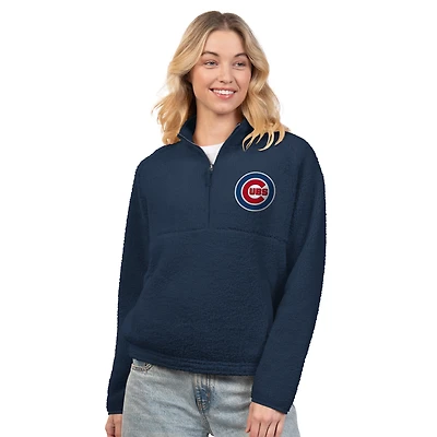 Pull à demi-zip en sherpa Everst Chicago Cubs bleu marine G-III 4Her par Carl Banks pour femme