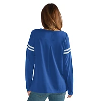 Women's G-III 4Her by Carl Banks  Royal Chicago Cubs Free Agent Distressed Long Sleeve Scoop Neck T-Shirt