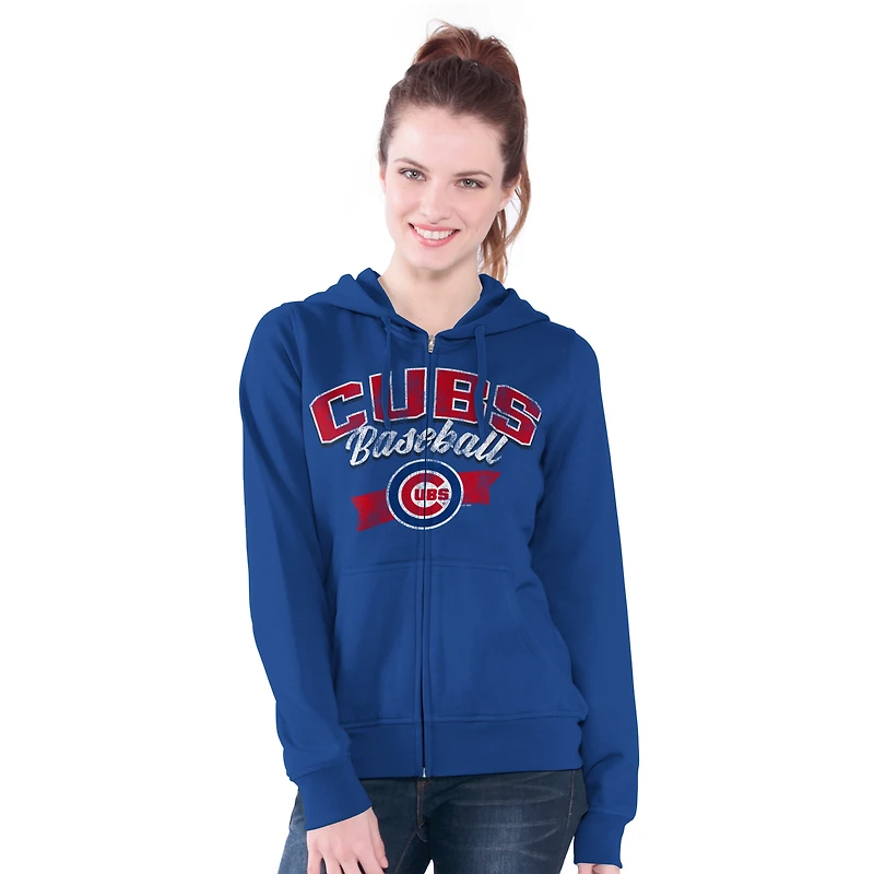 Sweat à capuche entièrement zippé G-III 4Her par Carl Banks Royal Chicago Cubs Wild Cat pour femme
