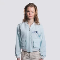 Women's Lusso  Light Blue Chicago Cubs Cropped Paisley Full-Zip Jacket