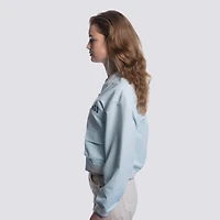 Women's Lusso  Light Blue Chicago Cubs Cropped Paisley Full-Zip Jacket