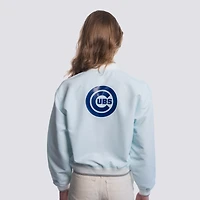 Women's Lusso  Light Blue Chicago Cubs Cropped Paisley Full-Zip Jacket