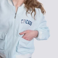 Women's Lusso  Light Blue Chicago Cubs Cropped Paisley Full-Zip Jacket