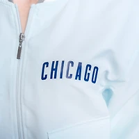 Women's Lusso  Light Blue Chicago Cubs Cropped Paisley Full-Zip Jacket
