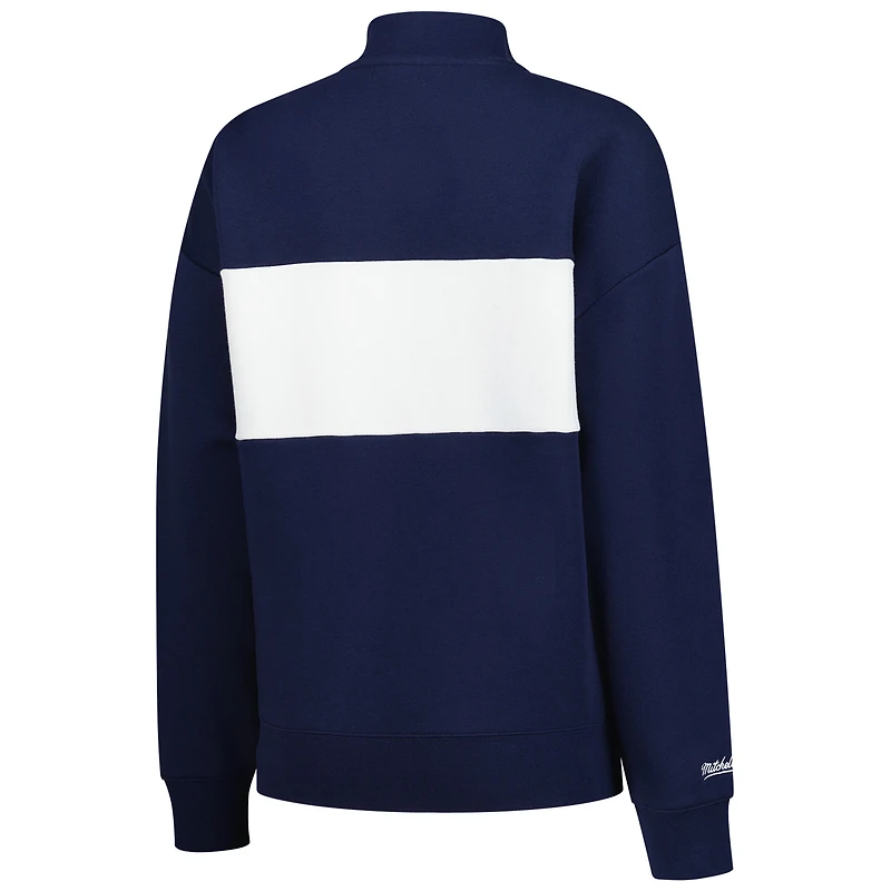 Pull zippé quart de tour bleu marine pour femme Mitchell & Ness Chicago Cubs Cooperstown Collection