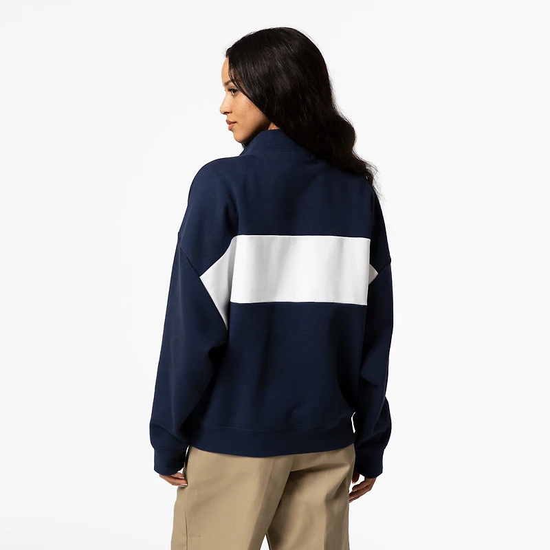 Pull zippé quart de tour bleu marine pour femme Mitchell & Ness Chicago Cubs Cooperstown Collection