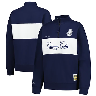 Women's Mitchell & Ness Navy Chicago Cubs Cooperstown Collection Quarter-Zip Pullover Top