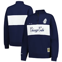 Pull zippé quart de tour bleu marine pour femme Mitchell & Ness Chicago Cubs Cooperstown Collection