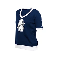 T-shirt à col en V strass bleu marine Chicago Cubs Game Day pour femme New Era