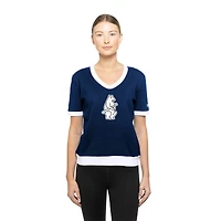 T-shirt à col en V strass bleu marine Chicago Cubs Game Day pour femme New Era
