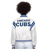 Veste universitaire blanche à boutons-pression pour femme des Chicago Cubs