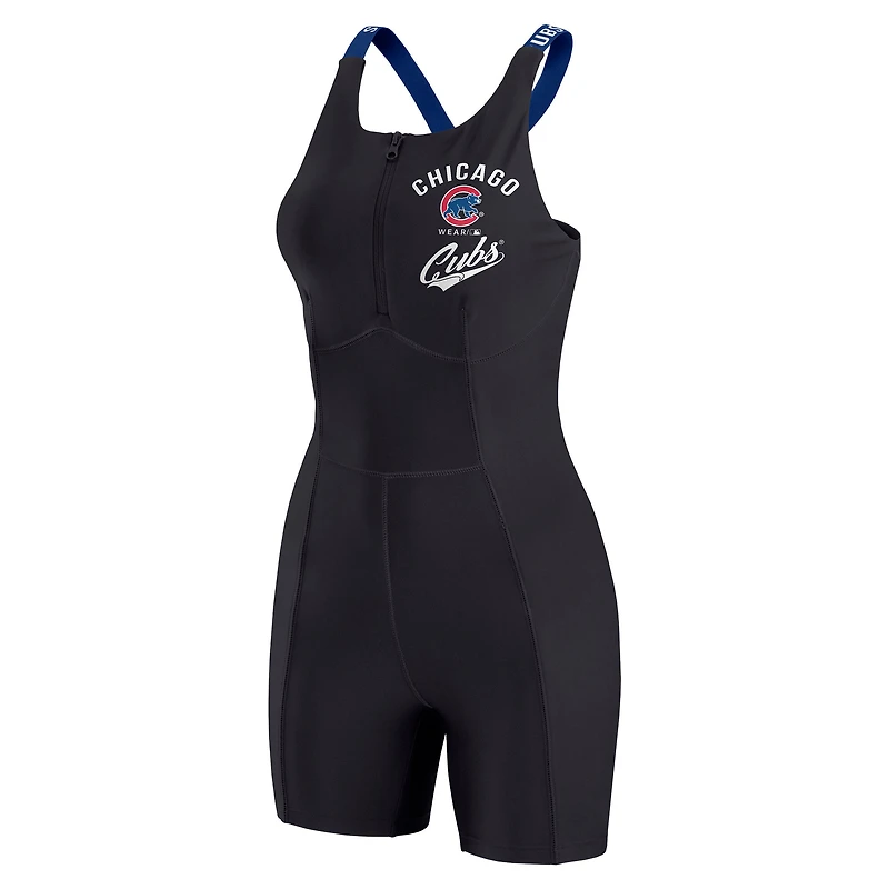 Combinaison moulante noire à fermeture éclair quart de tour pour femme WEAR by Erin Andrews des Chicago Cubs