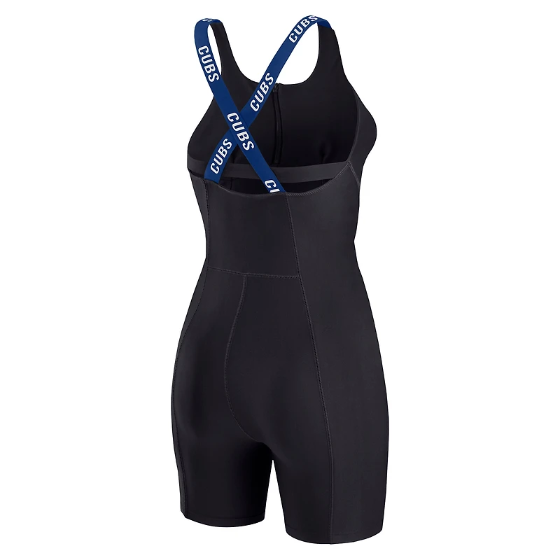 Combinaison moulante noire à fermeture éclair quart de tour pour femme WEAR by Erin Andrews des Chicago Cubs