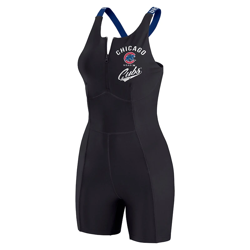 Combinaison moulante noire à fermeture éclair quart de tour pour femme WEAR by Erin Andrews des Chicago Cubs