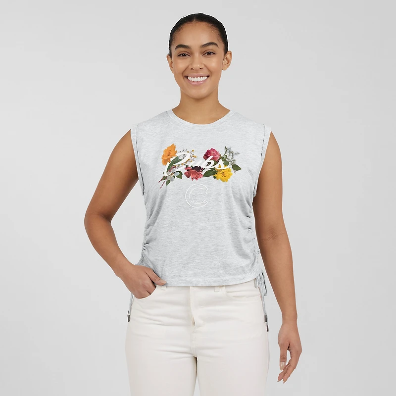 Women's WEAR by Erin Andrews Heather Gray Chicago Cubs Cinched Tank Top
