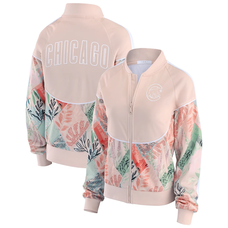 Women's WEAR by Erin Andrews  Sand Chicago Cubs Raglan Full-Zip Track Jacket