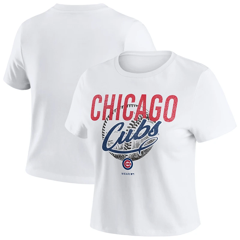 T-shirt court et vieilli pour bébé des Chicago Cubs blanc femme par Erin Andrews