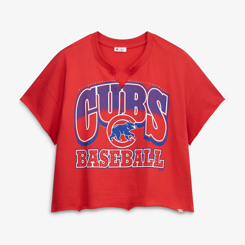 T-shirt oversize à col cranté pour femme, modèle '47 rouge des Cubs de Chicago, grande taille