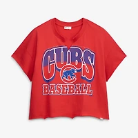 T-shirt oversize à col cranté pour femme, modèle '47 rouge des Cubs de Chicago, grande taille