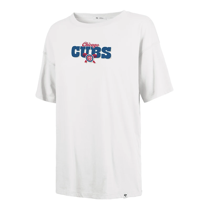T-shirt Sadie pour femme, motif nœud papillon et bannière des Cubs de Chicago, année 1947