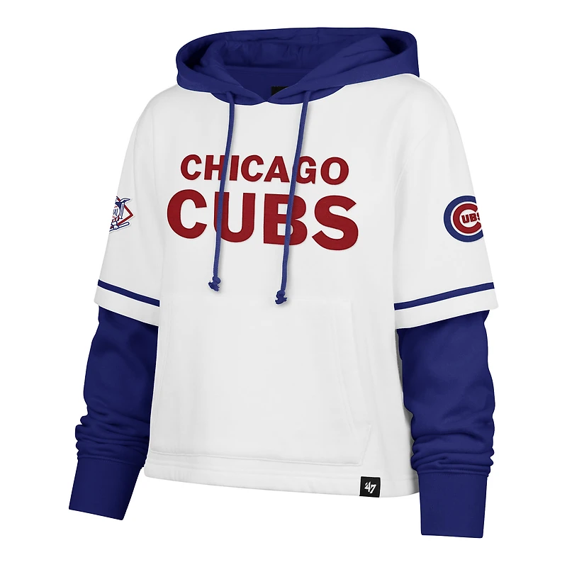 Sweat à capuche court blanc '47 Chicago Cubs Trifecta Shortstop pour femme