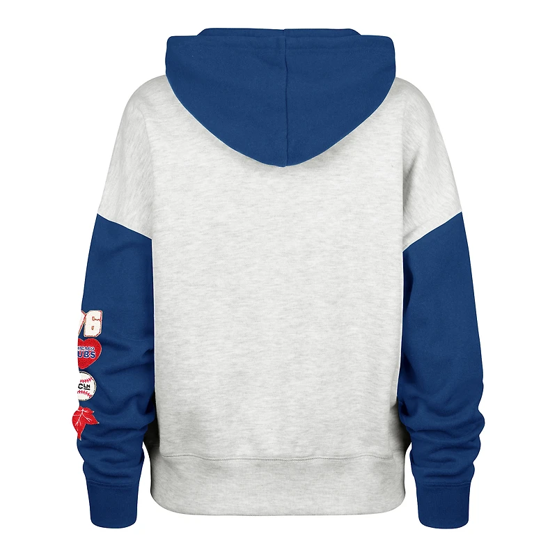 Women's '47 x Stoney Clover Lane Heather Gray/Royal Chicago Cubs Color Block Full-Zip Hoodie