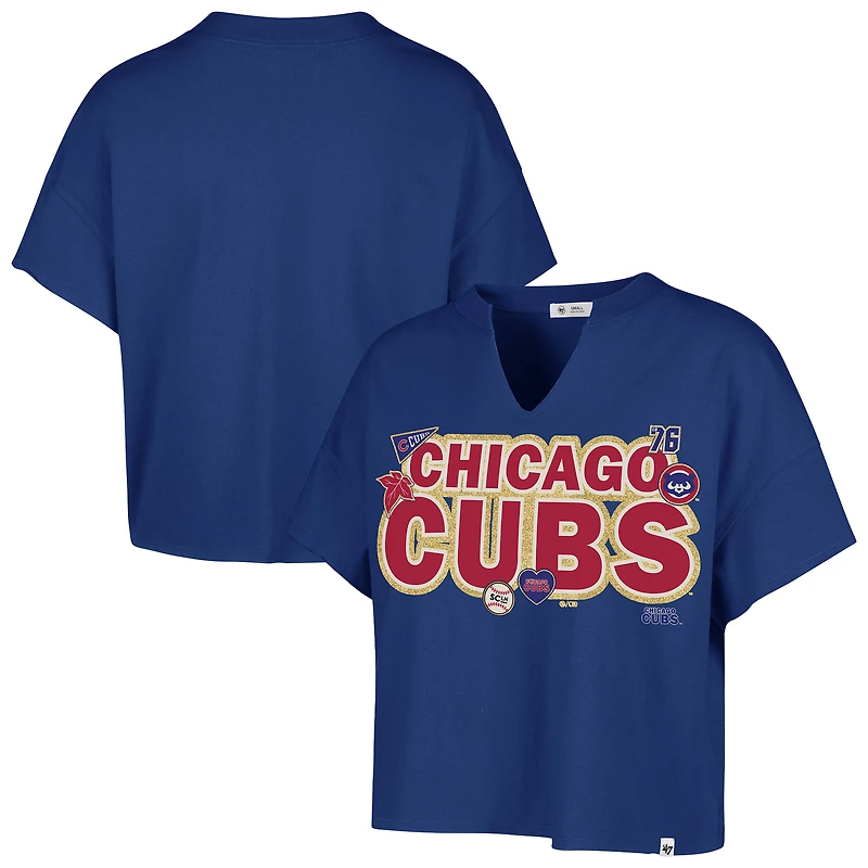 T-shirt oversize à col cranté pour femme '47 x Stoney Clover Lane Royal Chicago Cubs