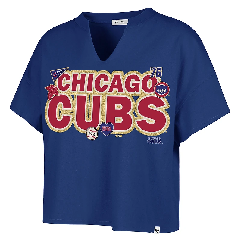 T-shirt oversize à col cranté pour femme '47 x Stoney Clover Lane Royal Chicago Cubs