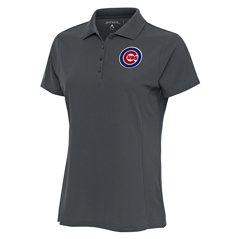 Women's Antigua Charcoal Chicago Cubs Logo Legacy Pique Polo