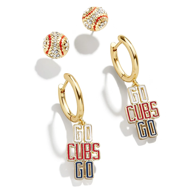 Ensemble de boucles d'oreilles pour femme BaubleBar Gold Chicago Cubs Team