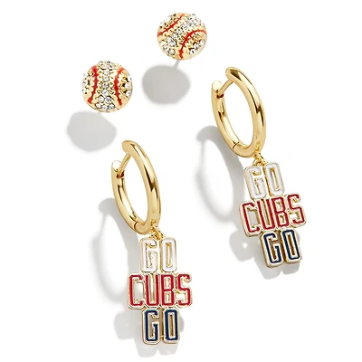 Ensemble de boucles d'oreilles pour femme BaubleBar Gold Chicago Cubs Team