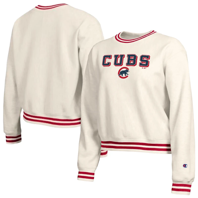 Women's Champion  Cream Chicago Cubs Reverse Weave Sweatshirt