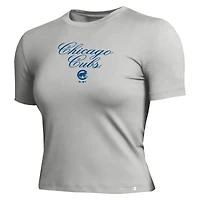 T-shirt court ajusté doux au toucher Champion gris pour femme, Chicago Cubs